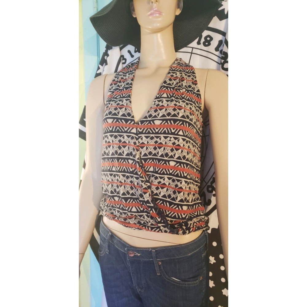 Lucky Brand Tribal Print Sleeveles V-Neck